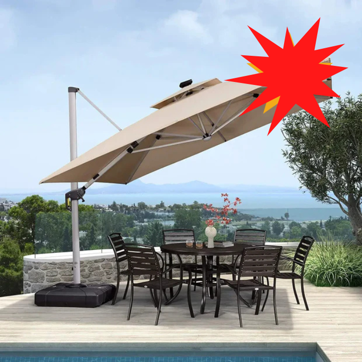PatioGlam™ Parapluie LED à énergie solaire